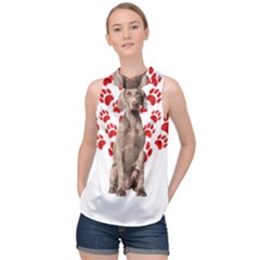 Weimaraner Gifts T- Shirt Cool Weimaraner Valentine Heart Paw Weimaraner Dog Lover Valentine Costume High Neck Satin Top by maxcute