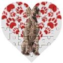 Weimaraner Gifts T- Shirt Cool Weimaraner Valentine Heart Paw Weimaraner Dog Lover Valentine Costume Wooden Puzzle Heart View1