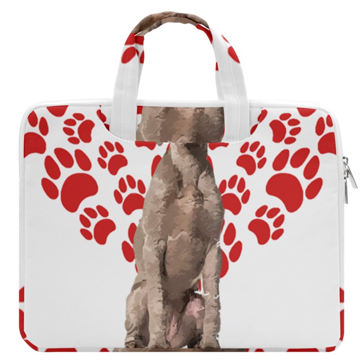 Weimaraner Gifts T- Shirt Cool Weimaraner Valentine Heart Paw Weimaraner Dog Lover Valentine Costume MacBook Pro 16  Double Pocket Laptop Bag 