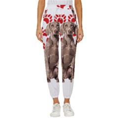 Weimaraner Gifts T- Shirt Cool Weimaraner Valentine Heart Paw Weimaraner Dog Lover Valentine Costume Cropped Drawstring Pants