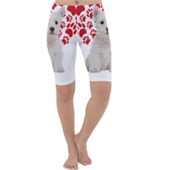 West Highland White Terrier Gift T- Shirt Cute West Highland White Terrier Valentine Heart Paw West Cropped Leggings  by maxcute