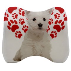 West Highland White Terrier Gift T- Shirt Cute West Highland White Terrier Valentine Heart Paw West Velour Head Support Cushion by maxcute