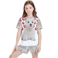 West Highland White Terrier Gift T- Shirt Cute West Highland White Terrier Valentine Heart Paw West Kids  Tee And Sports Shorts Set by maxcute