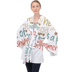 Women Empowerment Inspiring Quote Femin T- Shirt Women Empowerment Inspiring Quote Feminist Tee For Long Sleeve Velvet Kimono 