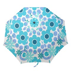 Flowers Pearls And Donuts Pastel Teal Periwinkle Teal White  Folding Umbrellas