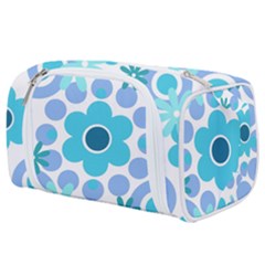 Flowers Pearls And Donuts Pastel Teal Periwinkle Teal White  Toiletries Pouch