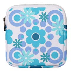 Flowers Pearls And Donuts Pastel Teal Periwinkle Teal White  Mini Square Pouch