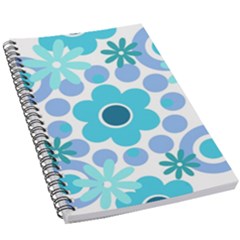 Flowers Pearls And Donuts Pastel Teal Periwinkle Teal White  5.5  x 8.5  Notebook