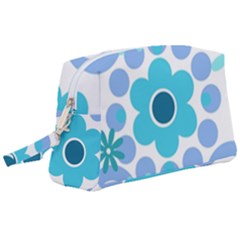 Flowers Pearls And Donuts Pastel Teal Periwinkle Teal White  Wristlet Pouch Bag (Large)