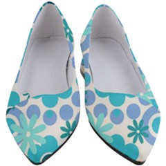 Flowers Pearls And Donuts Pastel Teal Periwinkle Teal White  Women s Block Heels 