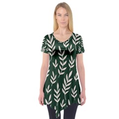 Leaves Foliage Plants Pattern Short Sleeve Tunic  by Ravend