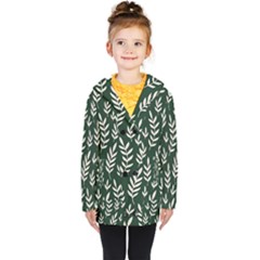 Leaves Foliage Plants Pattern Kids  Double Breasted Button Coat