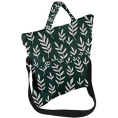 Leaves Foliage Plants Pattern Fold Over Handle Tote Bag