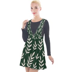 Leaves Foliage Plants Pattern Plunge Pinafore Velour Dress