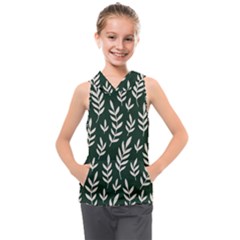 Leaves Foliage Plants Pattern Kids  Sleeveless Hoodie