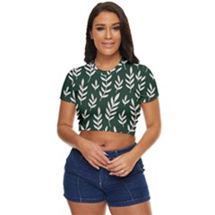 Leaves Foliage Plants Pattern Side Button Cropped Tee by Ravend