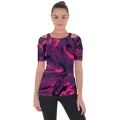 Abstract Pattern Texture Art Shoulder Cut Out Short Sleeve Top