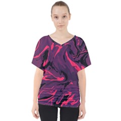 Abstract Pattern Texture Art V-neck Dolman Drape Top