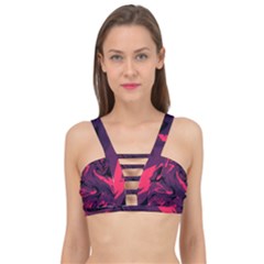 Abstract Pattern Texture Art Cage Up Bikini Top