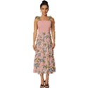 Flower peach blossom Tie-Strap Tiered Midi Chiffon Dress View1