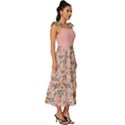 Flower peach blossom Tie-Strap Tiered Midi Chiffon Dress View3