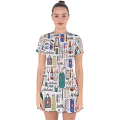 Medical Biology Detail Medicine Psychedelic Science Abstract Abstraction Chemistry Genetics Art Patt Drop Hem Mini Chiffon Dress