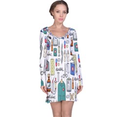 Medical Biology Detail Medicine Psychedelic Science Abstract Abstraction Chemistry Genetics Art Patt Long Sleeve Nightdress