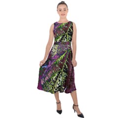 Leaves 21 Midi Tie-back Chiffon Dress by DinkovaArt