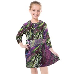 Leaves 21 Kids  Quarter Sleeve Shirt Dress by DinkovaArt