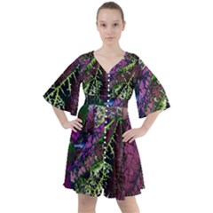 Leaves 21 Boho Button Up Dress by DinkovaArt
