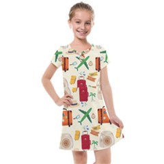 Suitcase Tickets Plane Camera Kids  Cross Web Dress