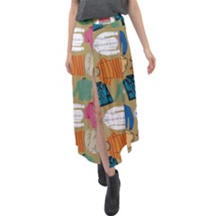 Pattern Art T-shirt Shirts Clothing Fabric Velour Split Maxi Skirt