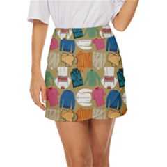 Pattern Art T-shirt Shirts Clothing Fabric Mini Front Wrap Skirt