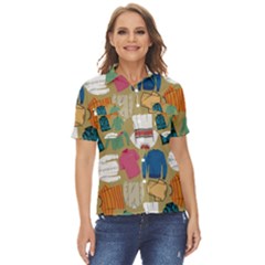 Pattern Art T-shirt Shirts Clothing Fabric Women s Short Sleeve Double Pocket Shirt