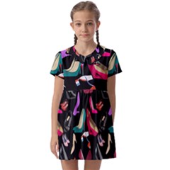 Heels Shoes Pattern Feminine Art Kids  Asymmetric Collar Dress