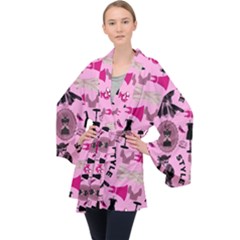 Fashion Girl Newyork Bts Nft Long Sleeve Velvet Kimono  by Ravend