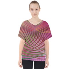 Illustration Pattern Abstract Colorful Shapes V-neck Dolman Drape Top by Ravend