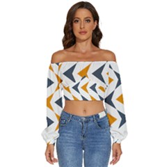 Abstract Arrow Pattern T- Shirt Abstract Arrow Pattern T- Shirt Long Sleeve Crinkled Weave Crop Top by maxcute