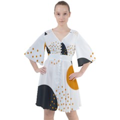 Abstract Circle Pattern T- Shirt Abstract Circle Pattern 3 Boho Button Up Dress by maxcute