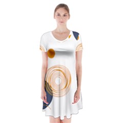 Abstract Circle Pattern T- Shirt Abstract Circle Pattern T- Shirt Short Sleeve V-neck Flare Dress by maxcute