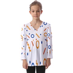 Abstract Dots And Line Pattern T- Shirt Abstract Dots And Line Pattern 4 Kids  V Neck Casual Top by maxcute