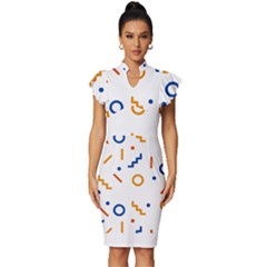 Abstract Dots And Line Pattern T- Shirt Abstract Dots And Line Pattern 4 Vintage Frill Sleeve V-neck Bodycon Dress by maxcute