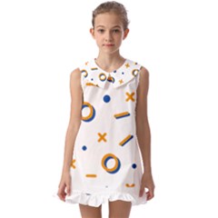 Abstract Dots And Line Pattern T- Shirt Abstract Dots And Line Pattern T- Shirt Kids  Pilgrim Collar Ruffle Hem Dress