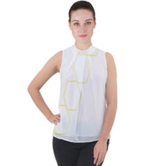 Abstract Hexagon Pattern T- Shirt Abstract Hexagon Pattern T- Shirt Mock Neck Chiffon Sleeveless Top by maxcute