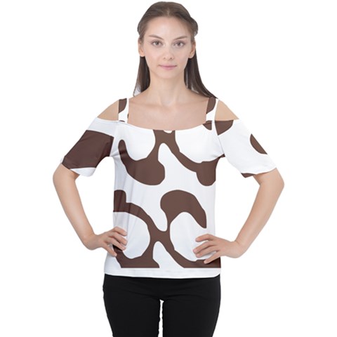 Abstract Pattern Beige Swirl T- Shirt Abstract Pattern Beige Swirl T- Shirt Cutout Shoulder Tee by maxcute