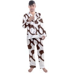 Abstract Pattern Beige Swirl T- Shirt Abstract Pattern Beige Swirl T- Shirt Men s Long Sleeve Satin Pajamas Set by maxcute