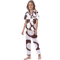 Abstract Pattern Beige Swirl T- Shirt Abstract Pattern Beige Swirl T- Shirt Kids  Satin Short Sleeve Pajamas Set