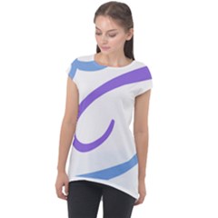 Abstract Pattern Blue And Gray T- Shirt Abstract Pattern Blue And Gray T- Shirt Cap Sleeve High Low Top