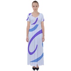 Abstract Pattern Blue And Gray T- Shirt Abstract Pattern Blue And Gray T- Shirt High Waist Short Sleeve Maxi Dress