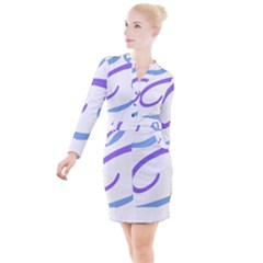 Abstract Pattern Blue And Gray T- Shirt Abstract Pattern Blue And Gray T- Shirt Button Long Sleeve Dress